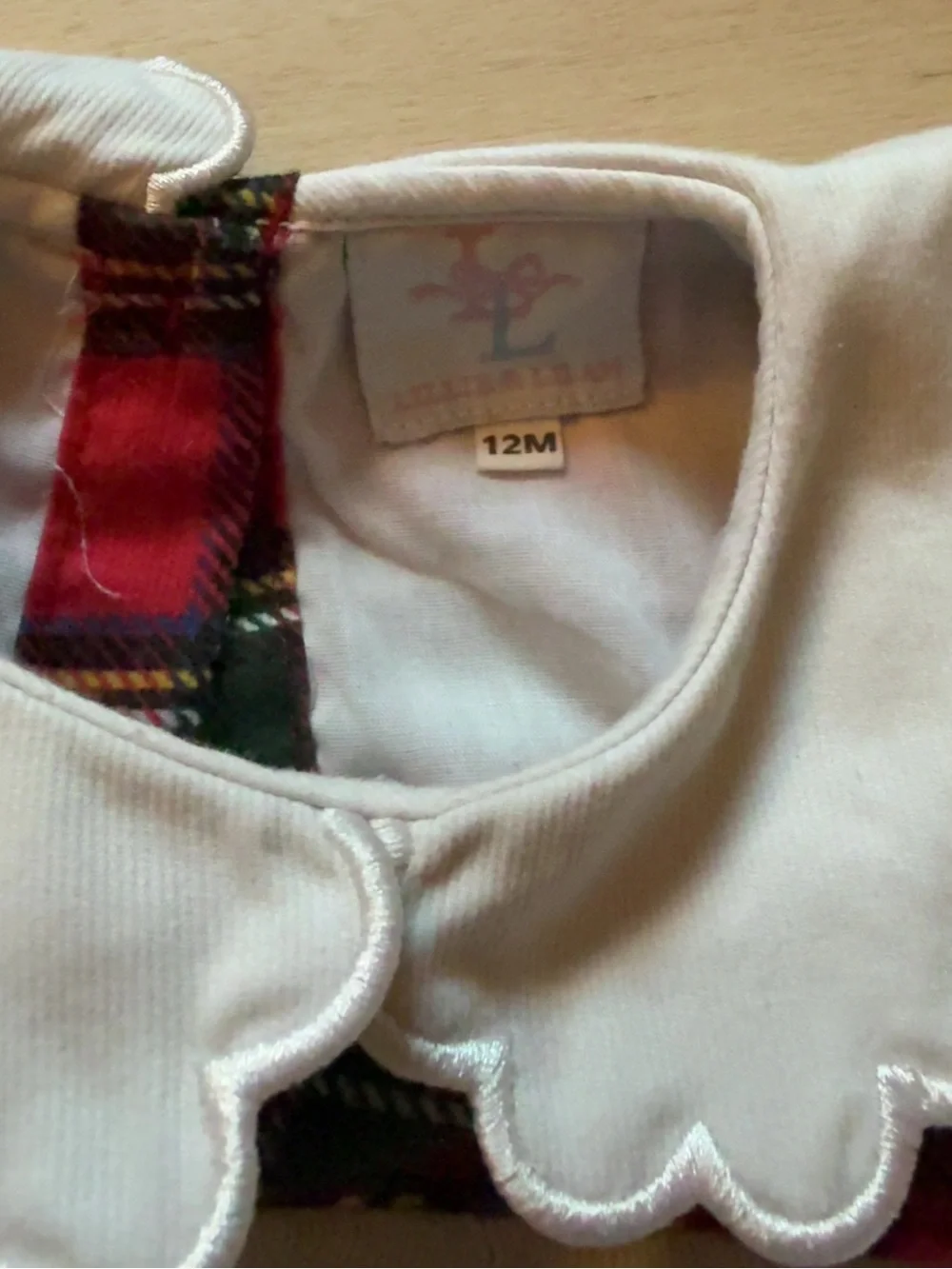 Lillie & Lilah Classic Red Green Plaid Smocked Reindeer Baby Girl Romper 12M
